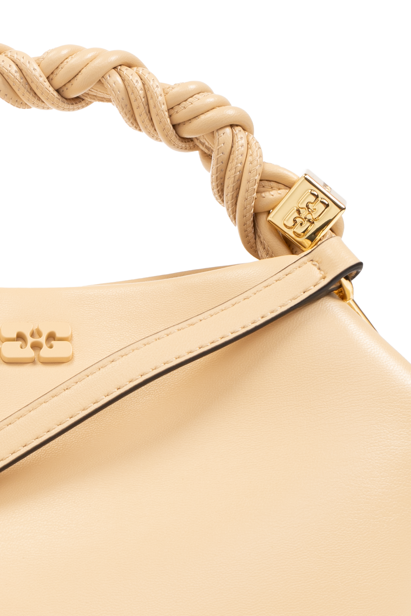 ショルダーバッグ・ポシェット Ganni Hand-Braided Shoulder Bag With Gold Logo Ganni Hand-Braided Shoulder Bag With Gold Logo - Black